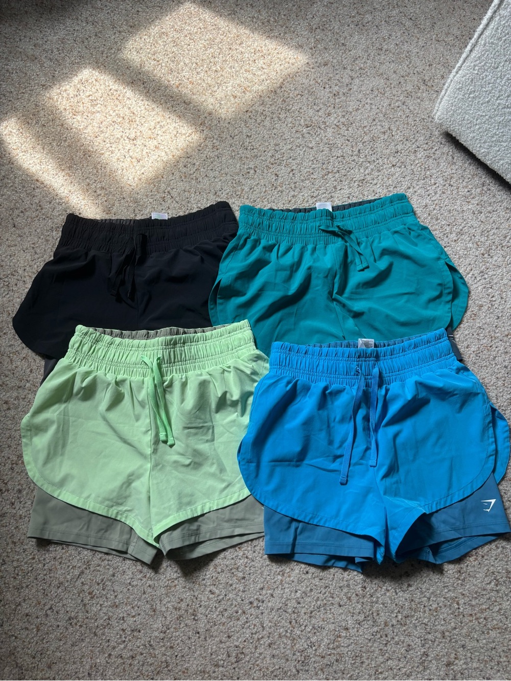 4 pack of gymshark 2 in 1 running shorts bundle